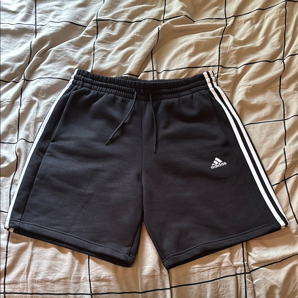 Adidas Black Athletic Shorts sweatshorts with Signature Stripes